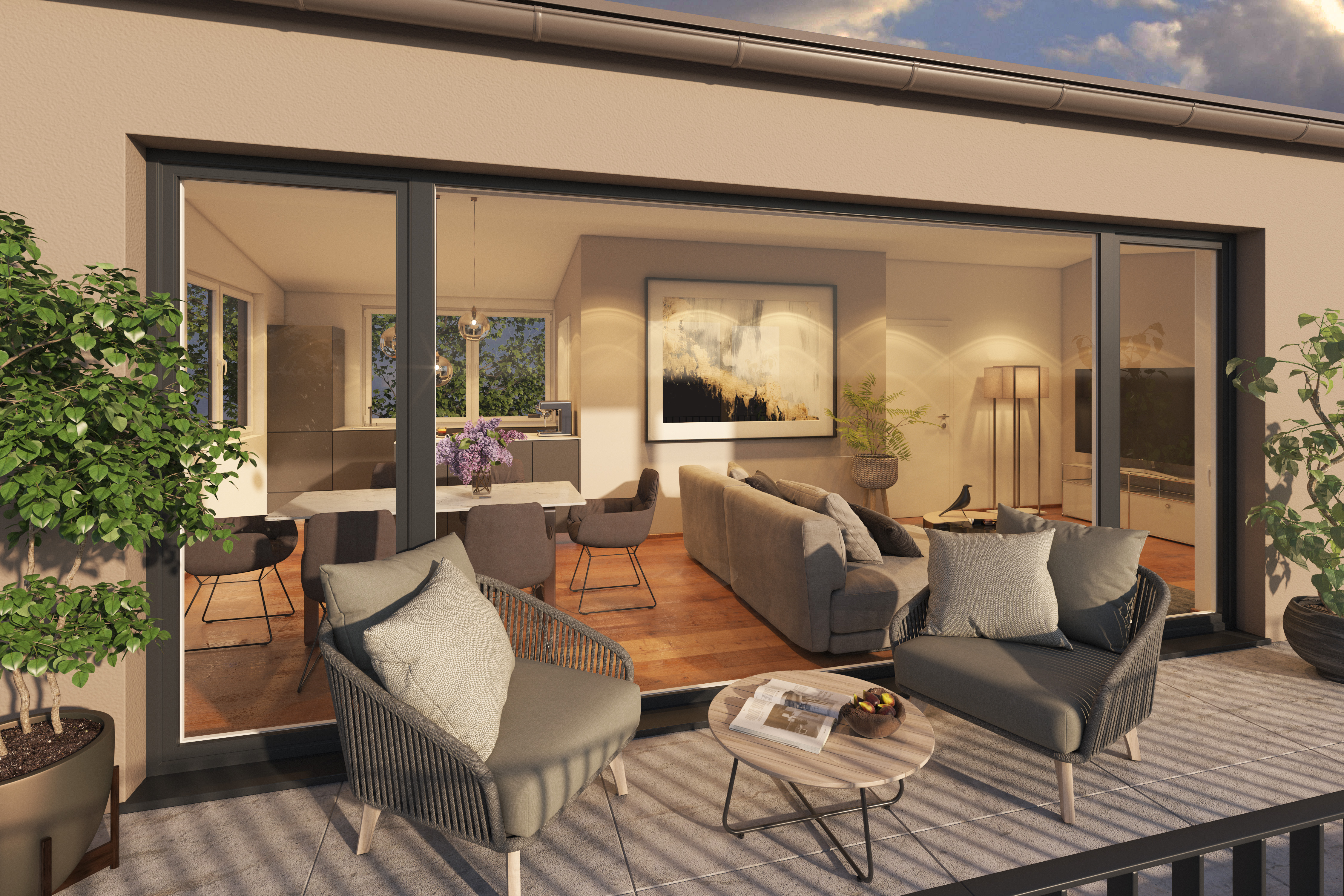 BV K+Ñutzlgasse Innenvisu Dachgescho+Ƒ Balkon