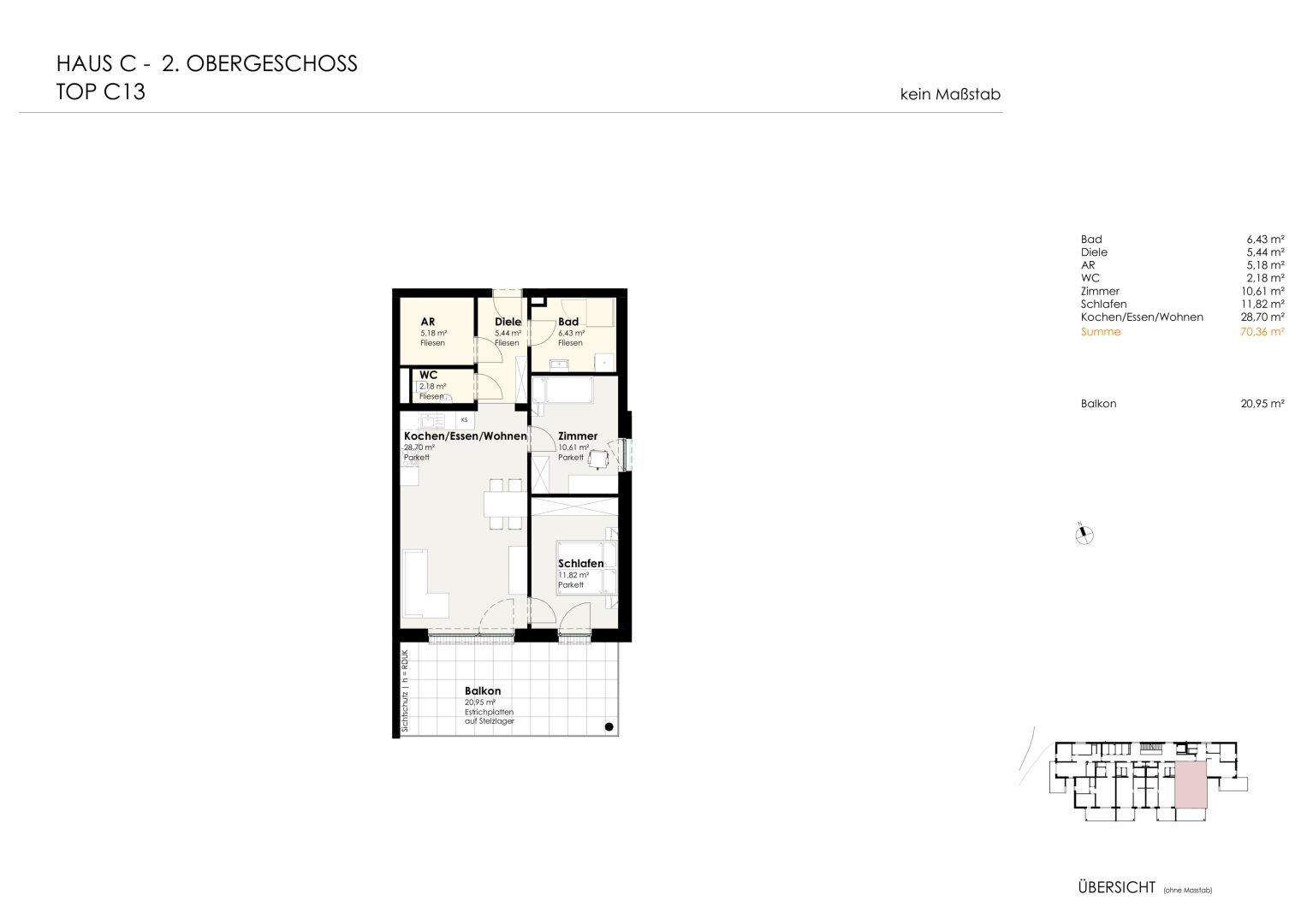 Wohnen für Generationen 4 - 73 neue Eigentumswohnungen in Leumühle/Pupping - Top C13