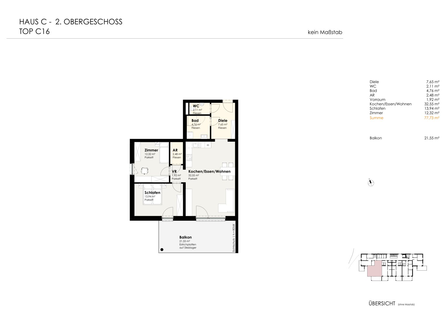 Wohnen für Generationen 4 - 73 neue Eigentumswohnungen in Leumühle/Pupping - Top C16