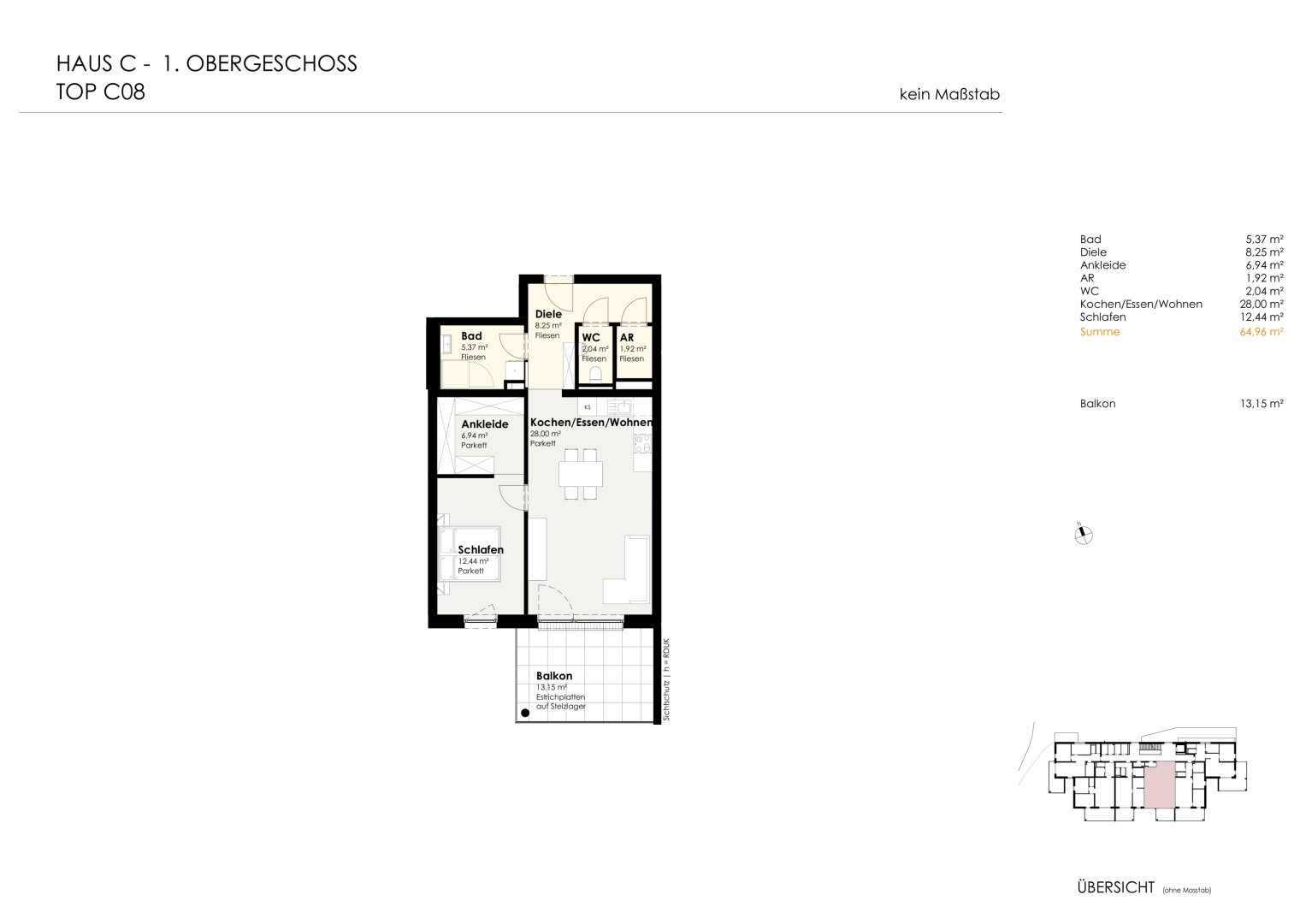 Wohnen für Generationen 4 - 73 neue Eigentumswohnungen in Leumühle/Pupping - Top C08