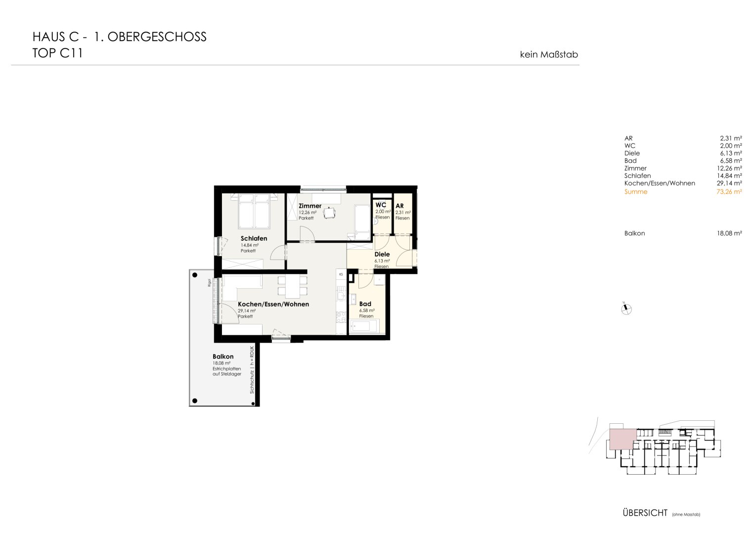 Wohnen für Generationen 4 - 73 neue Eigentumswohnungen in Leumühle/Pupping - Top C11