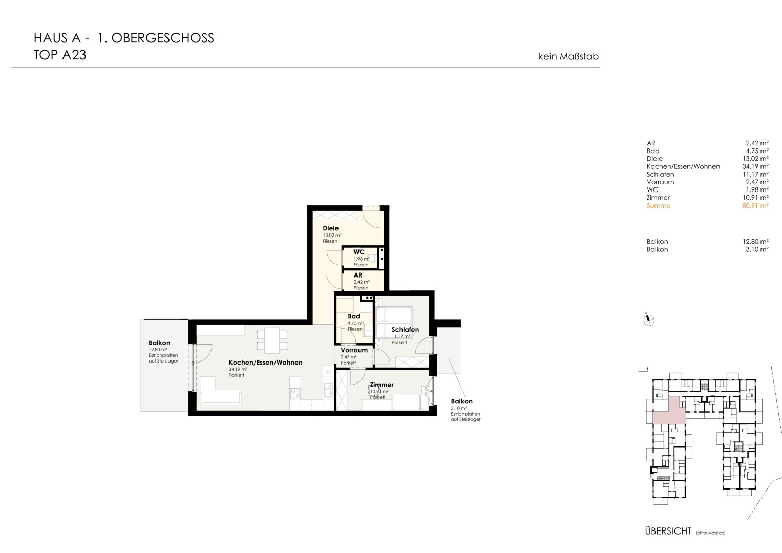 Wohnen für Generationen 4 - 73 neue Eigentumswohnungen in Leumühle/Pupping - Top A23
