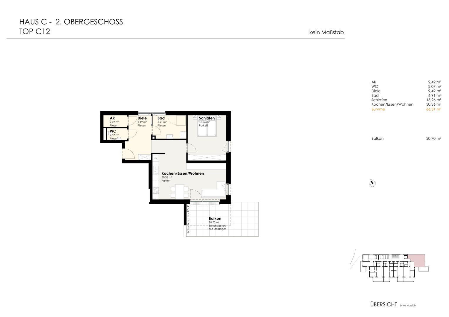 Wohnen für Generationen 4 - 73 neue Eigentumswohnungen in Leumühle/Pupping - Top C12