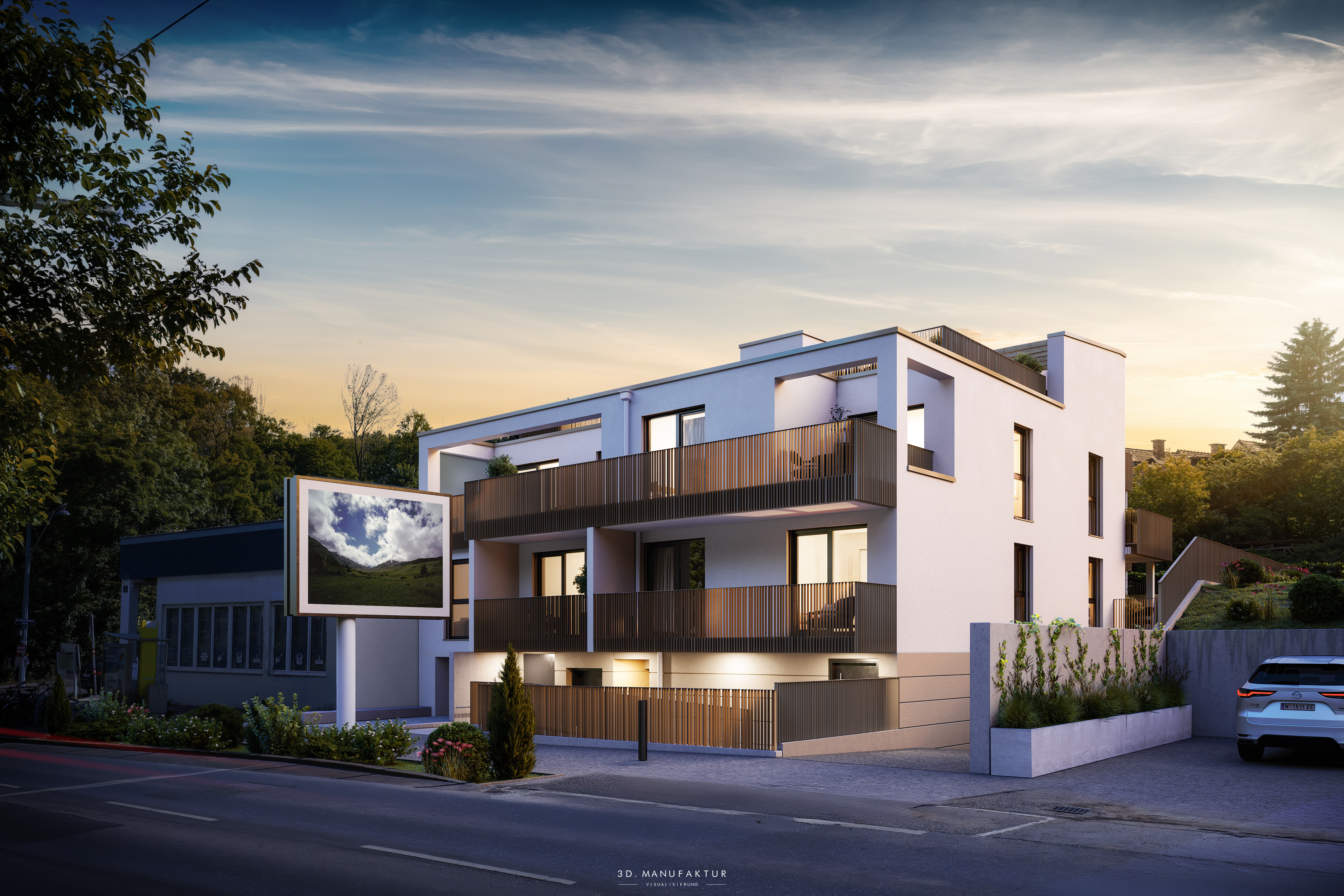 Architekturvisualisierung Hüttelbergstrasse C001 Abend
