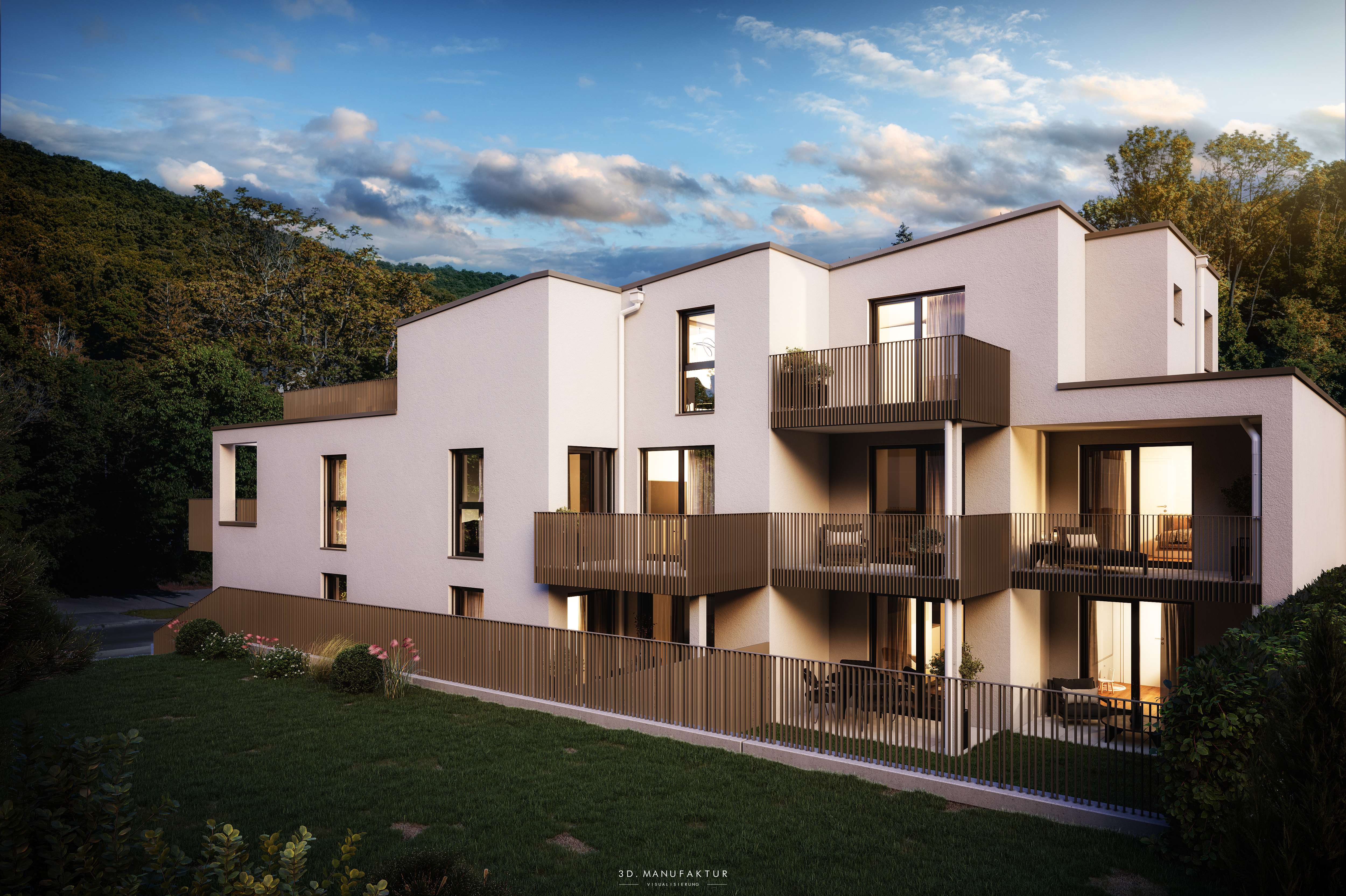 Architekturvisualisierung Hüttelbergstrasse C016 Abend